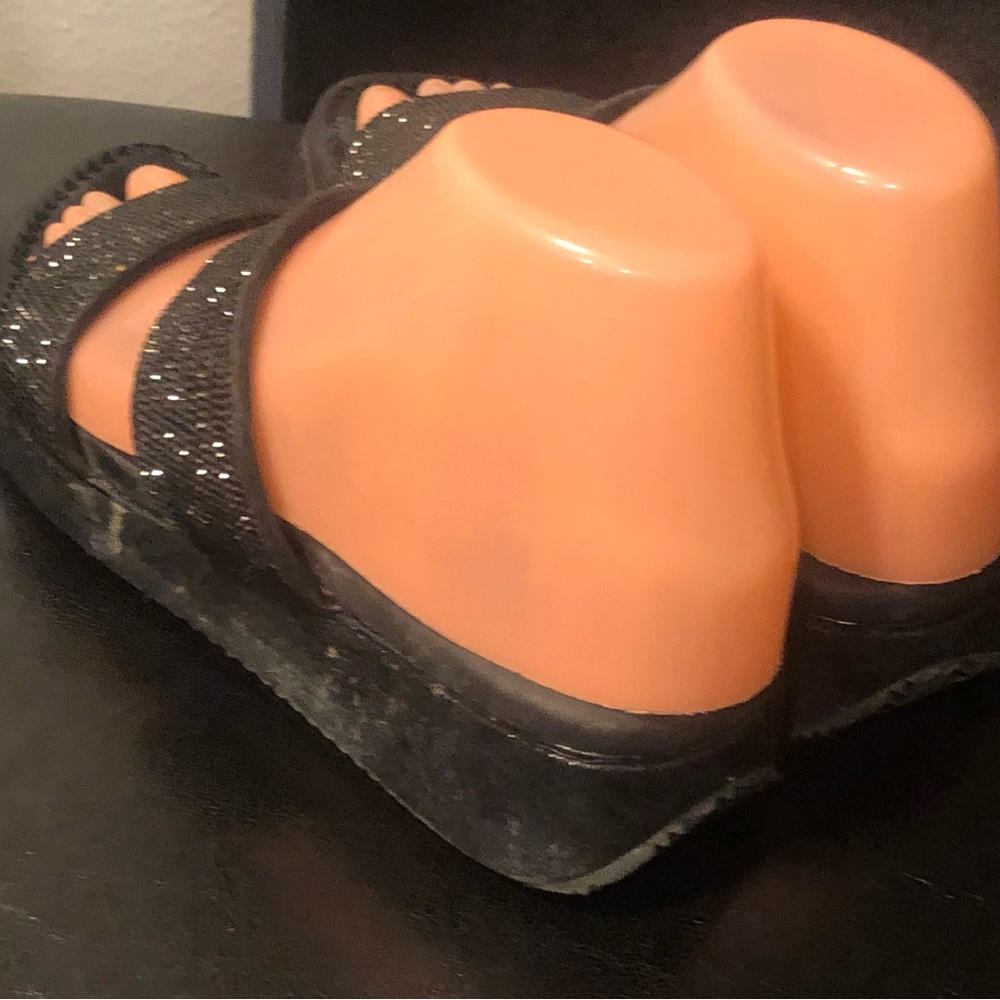 Volatile Black Glitters Platform Double Strap San… - image 8